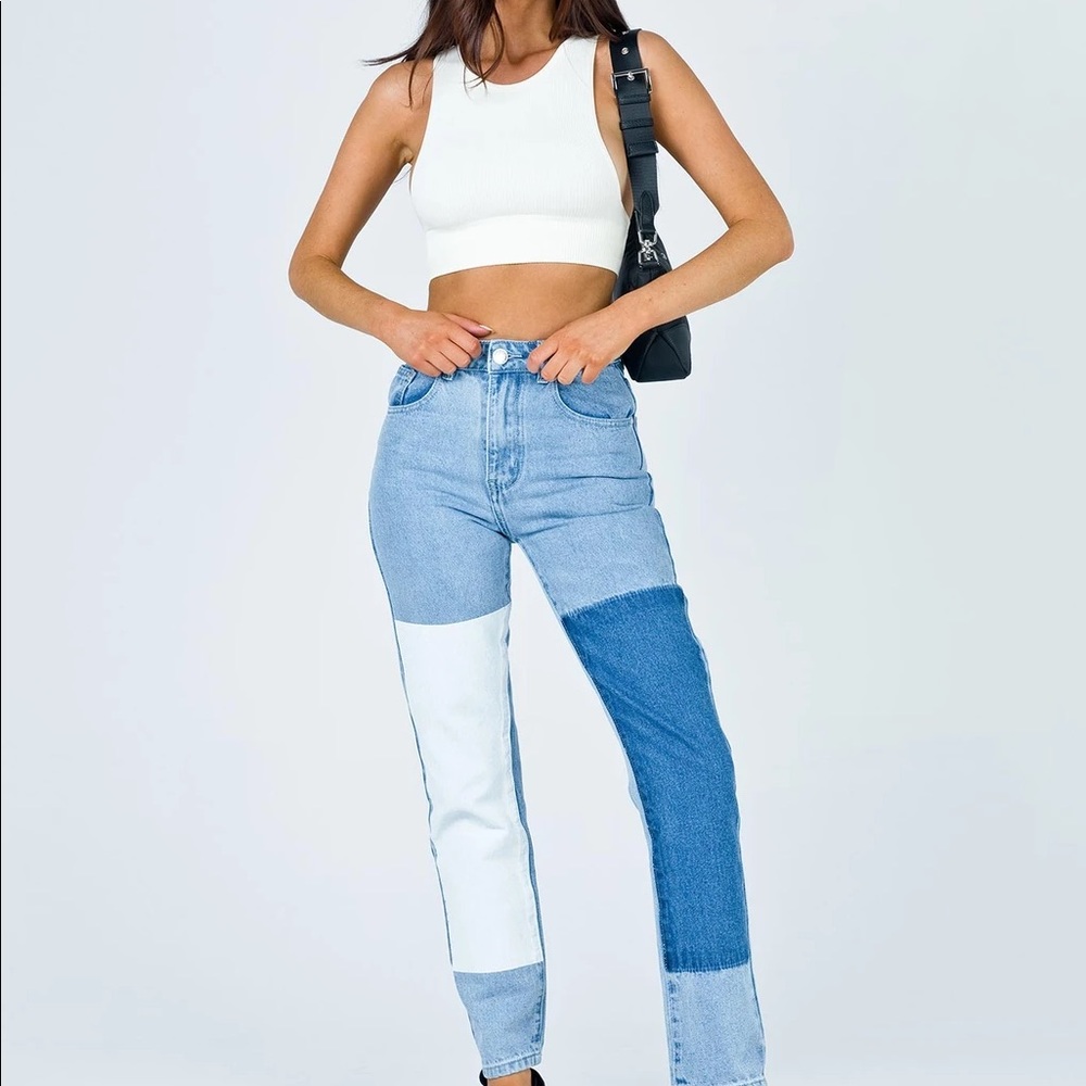 Princess Polly two-toned patchwork denim